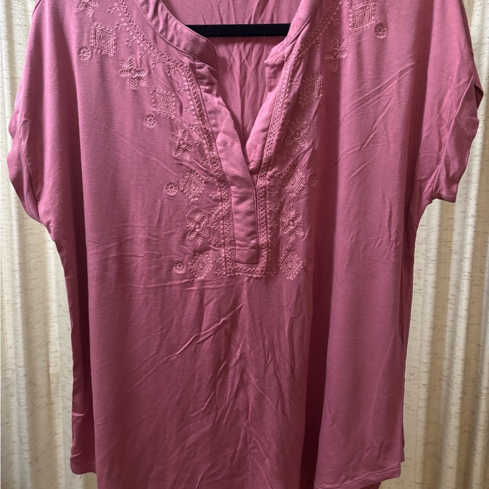 Women's Pink Embroidered Top